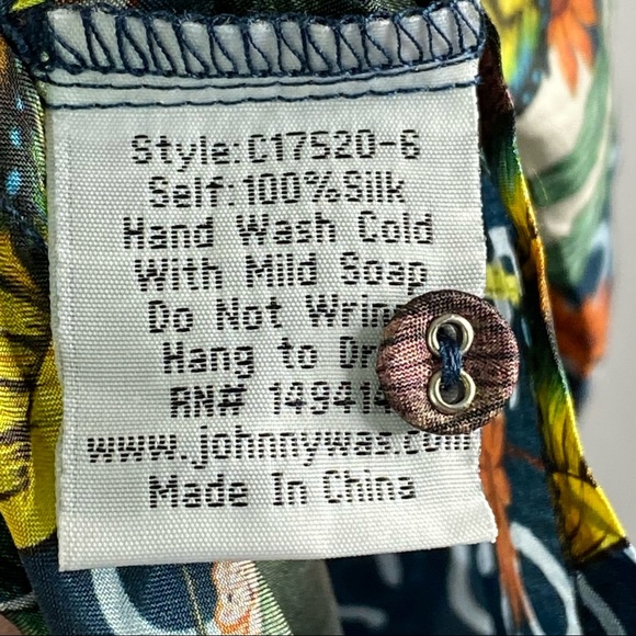 Johnny Was Abina Blouse Silk Floral Ling Sleeve 2X - Picture 9 of 14